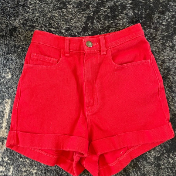 American Apparel High Waist Hot Red Short - Picture 1 of 5